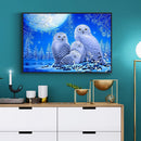 5D Full Round Diamond Painting White Owl Rhinestone Mosaic Home Wall Craft