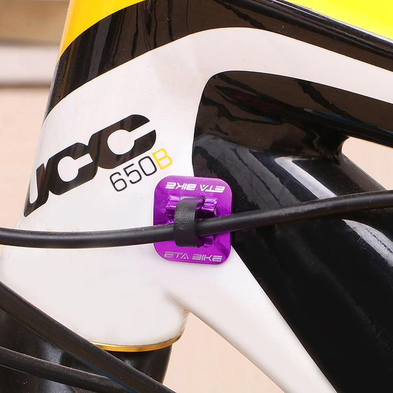 5pcs Bike Brake Cable Guide Clips Aluminium Alloy C Buckles Clamp (Purple)