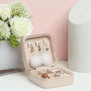 Portable Earring Ring Storage Box Leather Jewelry Display Case (Light Pink)