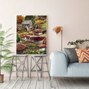 DIY Paint By Number Kit Frameless Forest Riverside Cottage Handpainted Canvas