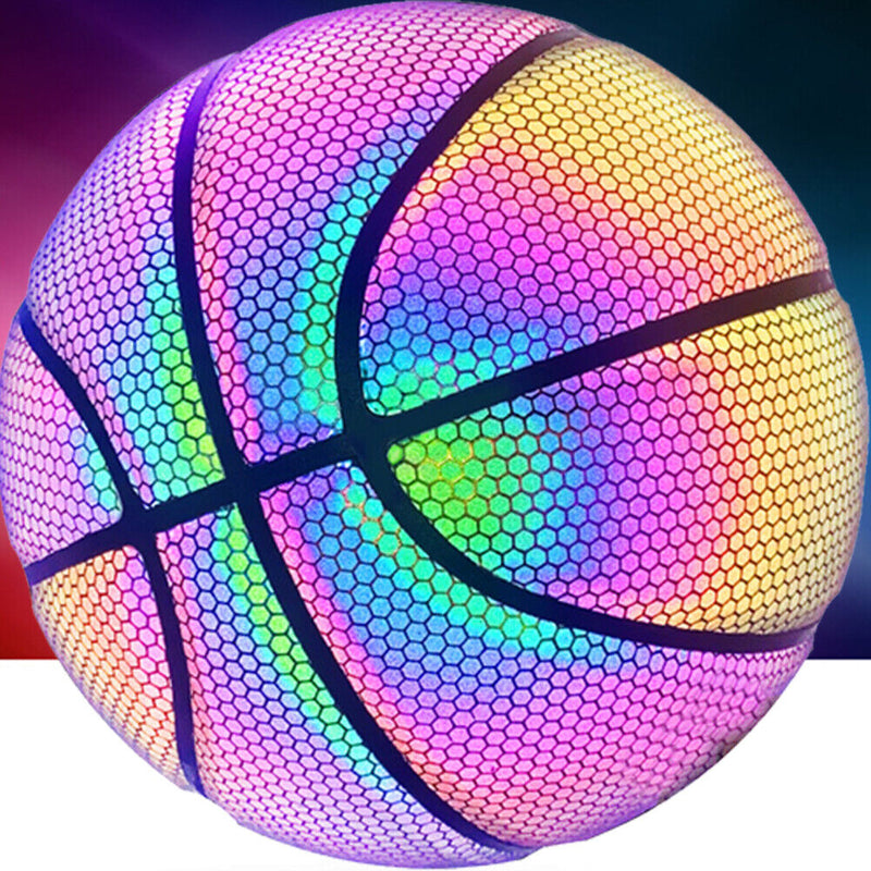 Holographic Reflective Basketball PU Wear-Resistant Ball (Neon Lattice) Newly