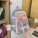 Japanese Harajuku Backpack School Students Hit Color Mochila with Pendant Badge