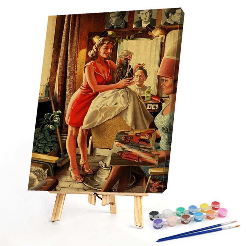 Barber Shop Oil Paint By Number Hand Painted Wall Art Craft Home Decoration Gift