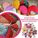 50pcs Colorful Flowers Printing Wooden Sewing Buttons DIY Knitting Clothes Decor