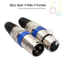 8pcs 3Pin XLR Connector Microphone Plug Male Female Adapter MIC Wire Connec