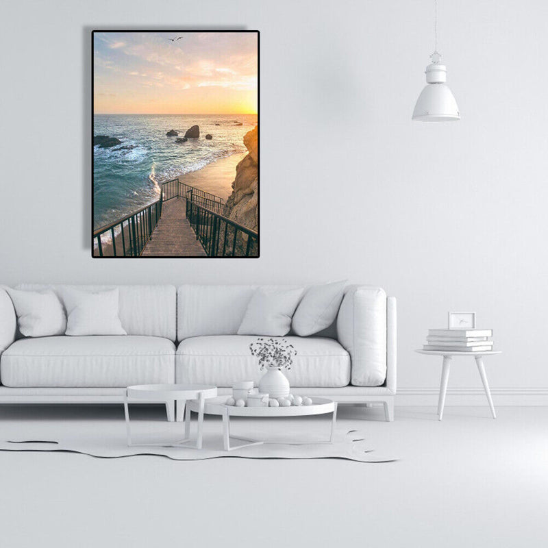 Painting By Numbers Kit DIY Seaside Steps Canvas Oil Art Picture Home Decor