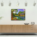 Painting By Numbers Kit DIY Lakeside Cottage Canvas Oil Art Picture Craft