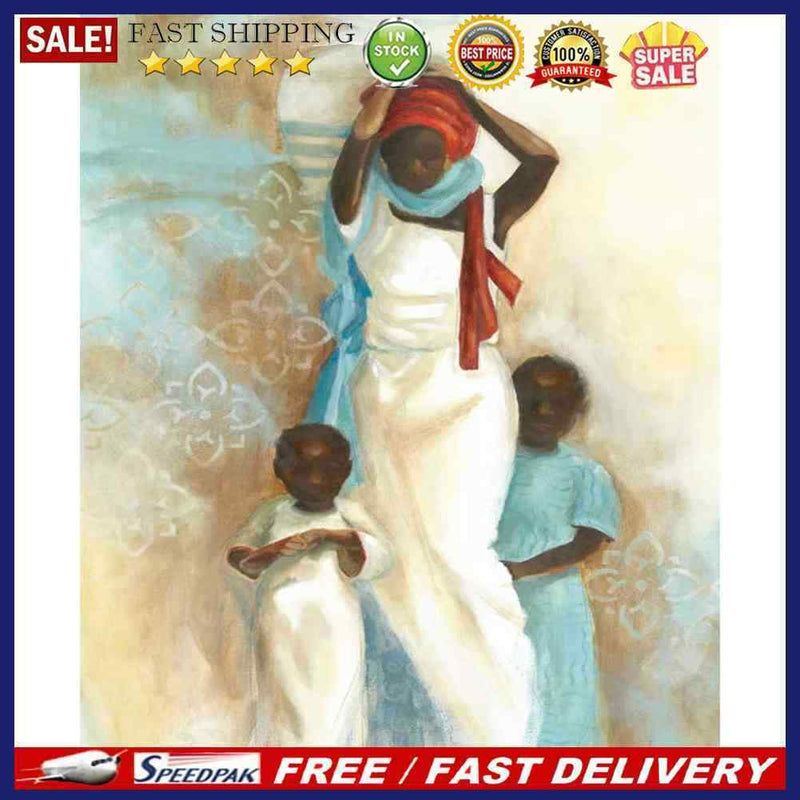 Black Mother and Son Oil Paint By Numbers Kit DIY Home Decoration Gift Wall A