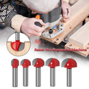 5pcs Ball Nose End Mill 8mm Shank Solid Steel Milling Router Bit for Woodworking
