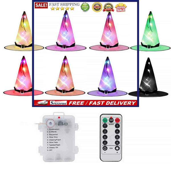 Halloween Witch Hat String Light Hanging Lighted LED Luminous Hats for Outdoor