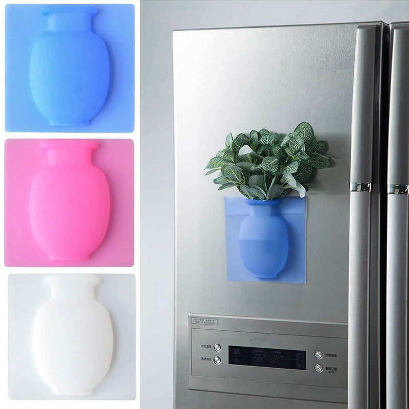 Walls Decorations Flowers Container Wall Stick Silicone Sticky Vase Plant Vases