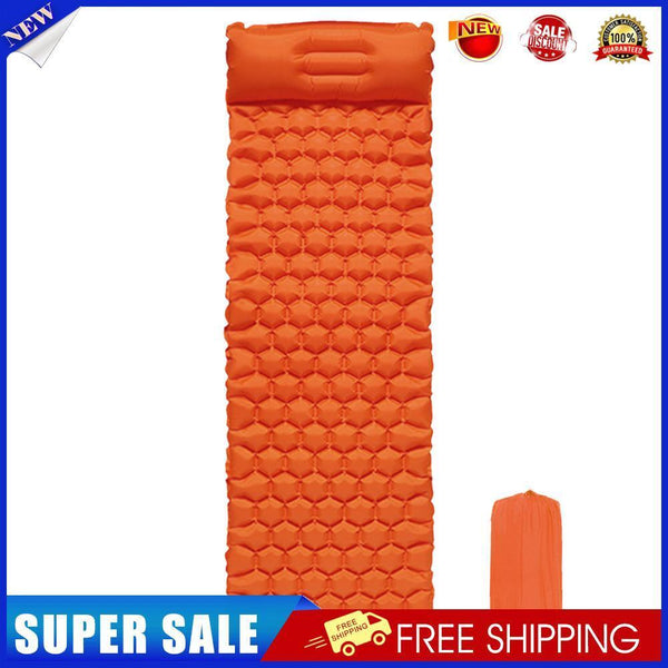 Camping Sleep Pad Inflatable Air Mattress Outdoor Beach Cushion (Orange)