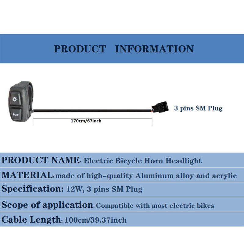 Light Horn Turn Switch Button For Mountain Bicycle E-Bike Electric Scootern.