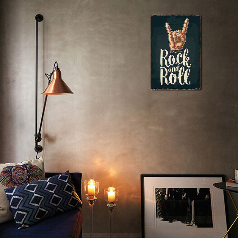 Rock and Roll Retro Metal Plate Tin Sign Plaque Poster for Bar Club Decor