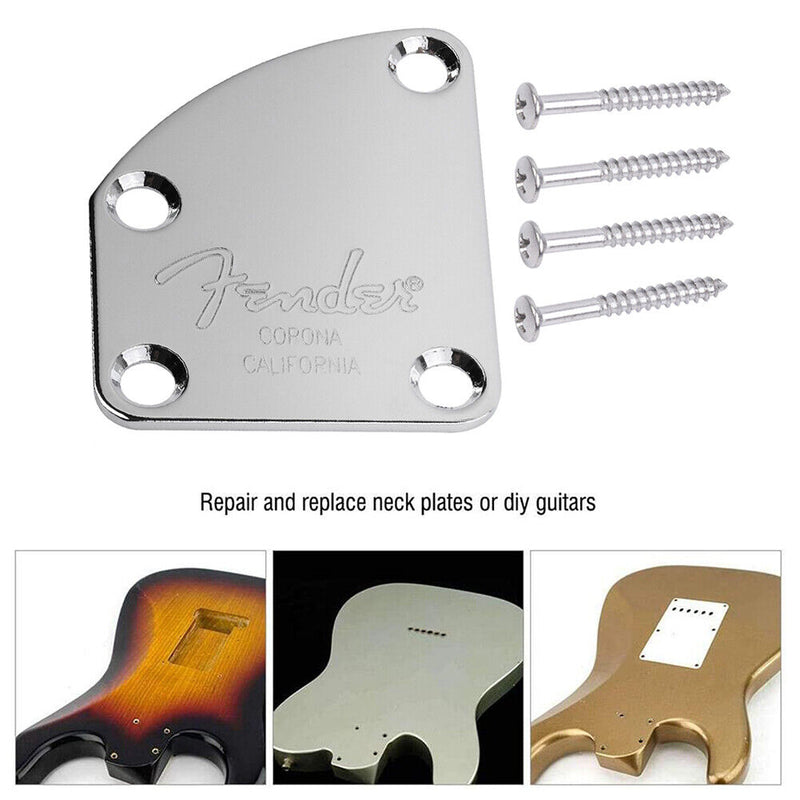 1 Set Electric Guitar Bass Neck Back Plate with 4 Screws Guitar Replacement