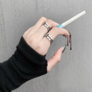 Gothic Mens Rings Biker Adjustable Rock Bladed Ring Lover Couple Promise Punk