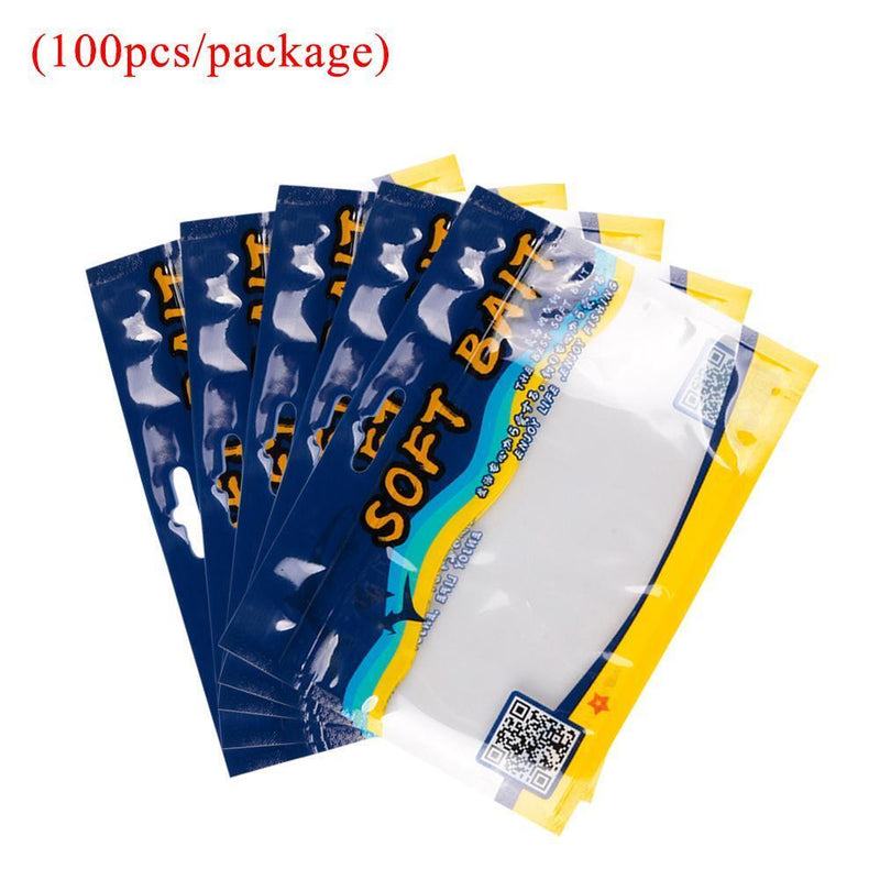 100pcs/bag ABS Soft Bait Bags Portable Fishing Hook Package Storage Bag (L)