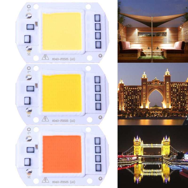 10pcs 50W LEDs Floodlights COB Chip 220V Input Integrated IC (White)