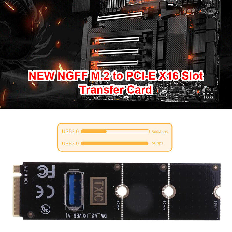 5Gbps M.2 M Key to PCI Express X16 Adapter NGFF to USB 3.0 Port Transfer Card