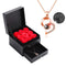 Xmas Eternal Preserved Rose with Projection Necklace Handmade Flower Gift Box