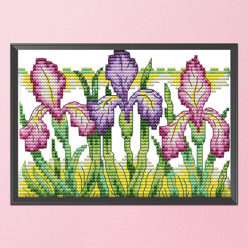 Partial Embroidery 14CT Cross Stitch Beautiful Iris Needlework Kit for DIY