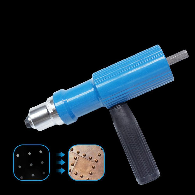 Electric Rivet Nut Gun Riveting Tool Cordless Riveter Adapter Kit (Blue) Newly
