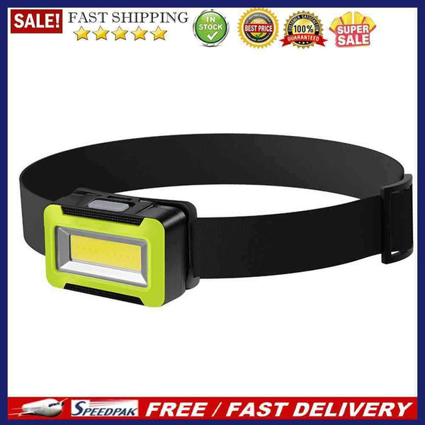 COB LED Head Lamp 3 Modes Waterproof Headlight Flashlight for Camping (Yellow)