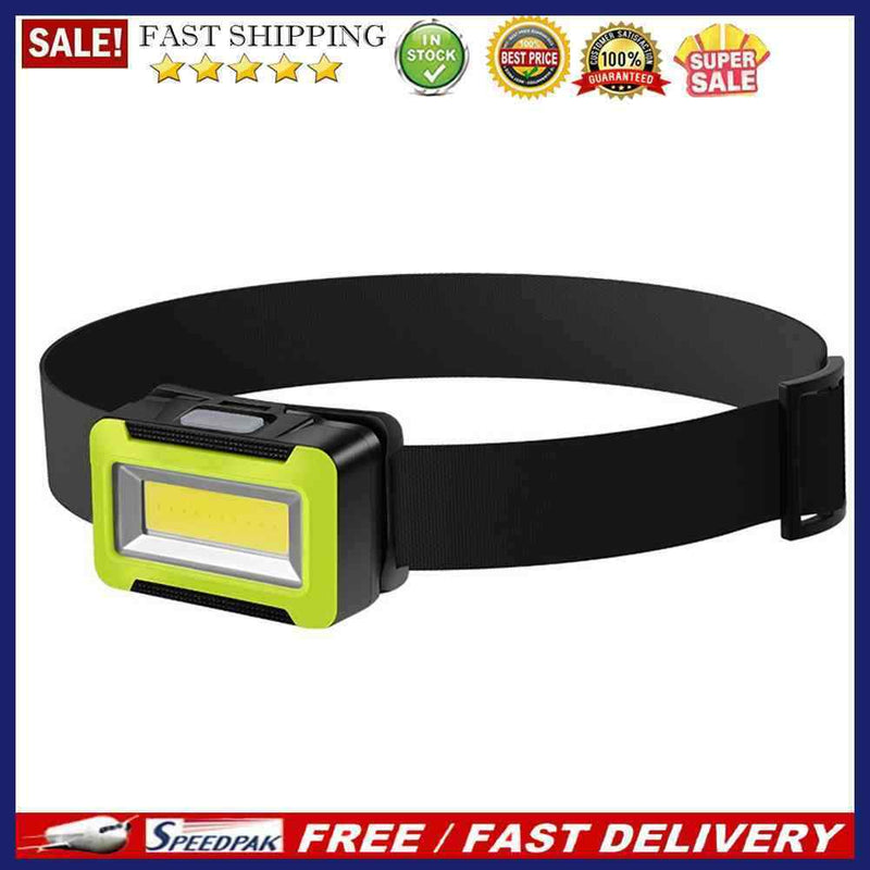 COB LED Head Lamp 3 Modes Waterproof Headlight Flashlight for Camping (Yellow)