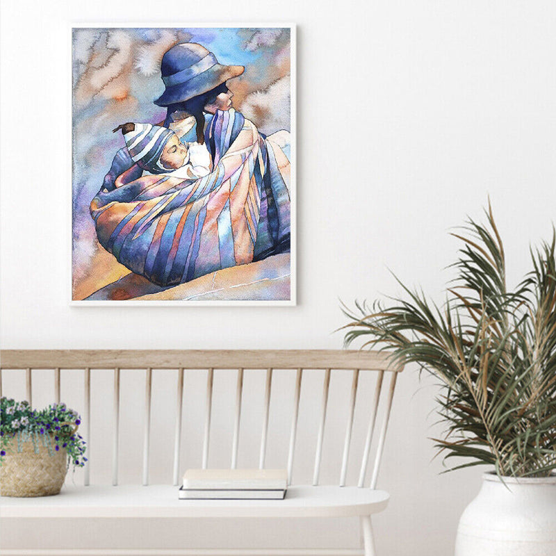 Mom Baby Frameless Picture Oil Paint By Numbers Hand Painted Picture for Home