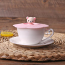 5pcs Silicone Cup Cover Heat-resistant Leak Proof Cartoon Lid(Pink Head)