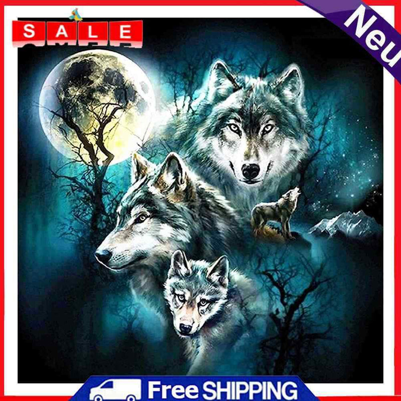 Oil Paint By Numbers Picture DIY Drawing Painting Night Wolf Paint Decor Art