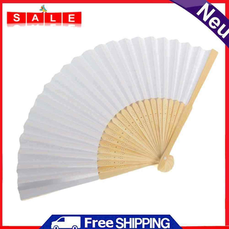 Blank White DIY Paper Bamboo Folding Fan for Hand Practice Calligraphy Draw