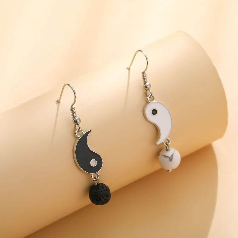 Drop Stud Earrings Asymmetry Dangle Earrings Gossip Yin Yang Tai Chi Earrings