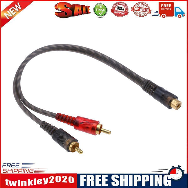 10pc 27cm 1 RCA Female to 2 RCA Male Splitter Cable for Car Audio System