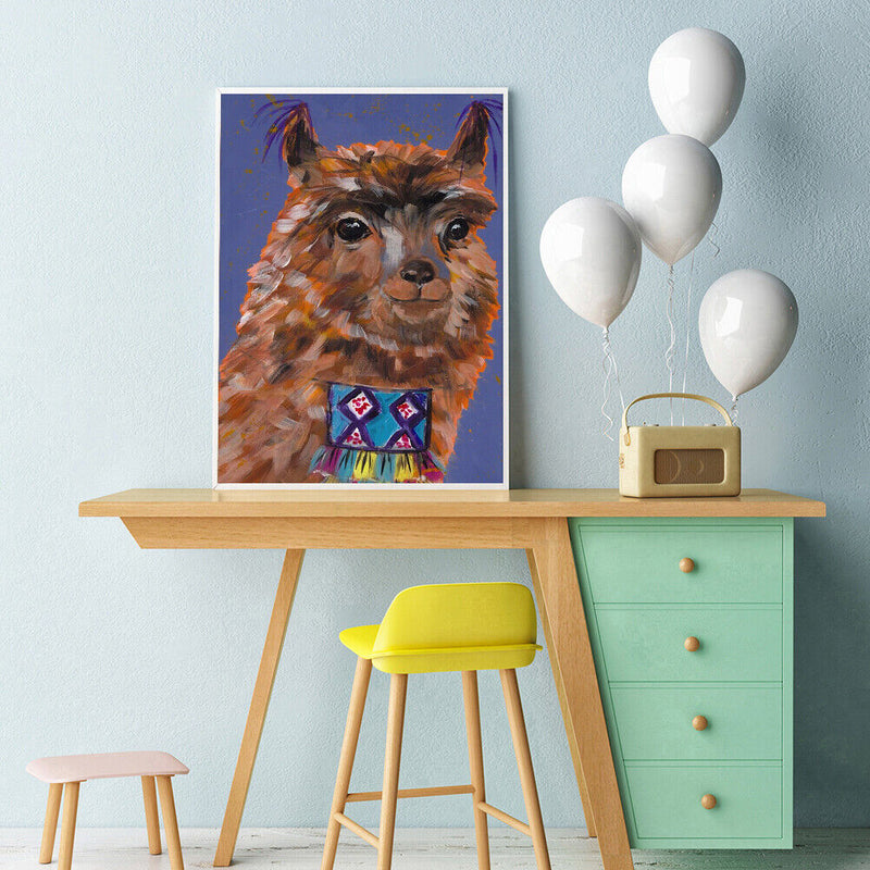 Colored DIY Arts Digital Oil Painting Cute Alpaca No Frame Picture By Numbers