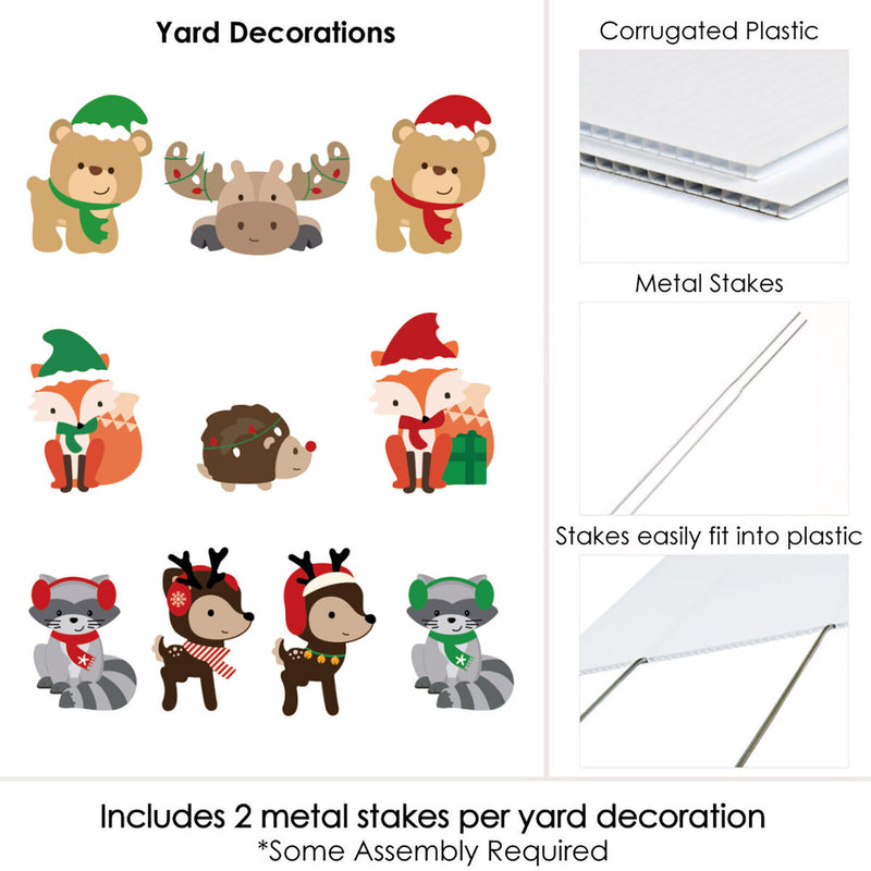 Yard Signs - Forest Animal Lawn Decoration Yard Signs with 20 Stakes - 10 Pieces