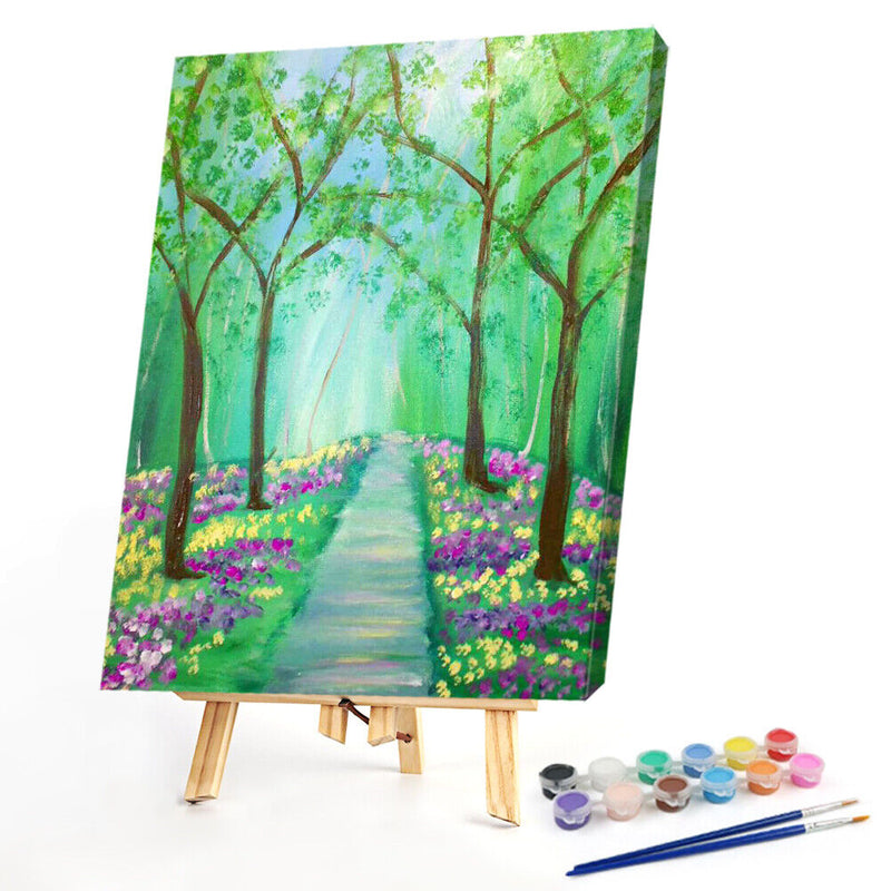 Forest Path Oil Paint By Numbers DIY Handpainted on Canvas Wall Art Picture
