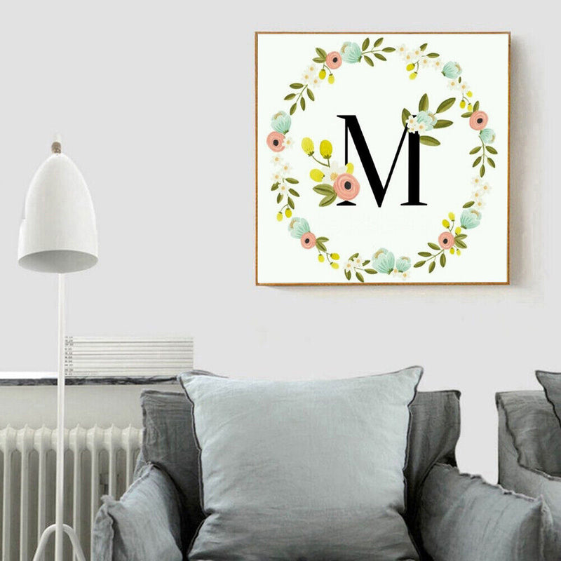 DIY Diamond Painting Kit M Letter Wreath Full Round Rhinestone Wall Picture