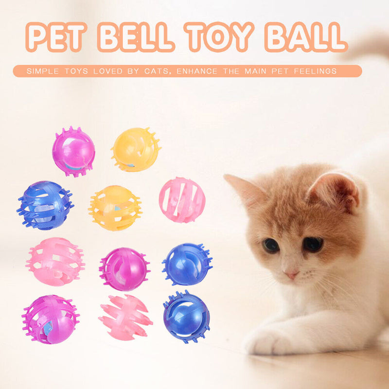 Pet Playing Hollowed Bell Toys Cat Teaser Kitten Scratch Rattle Ball Random