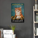 Coffee Cat Retro Metal Plate Tin Sign Poster Plate Wall Art for Bar Club Cafe