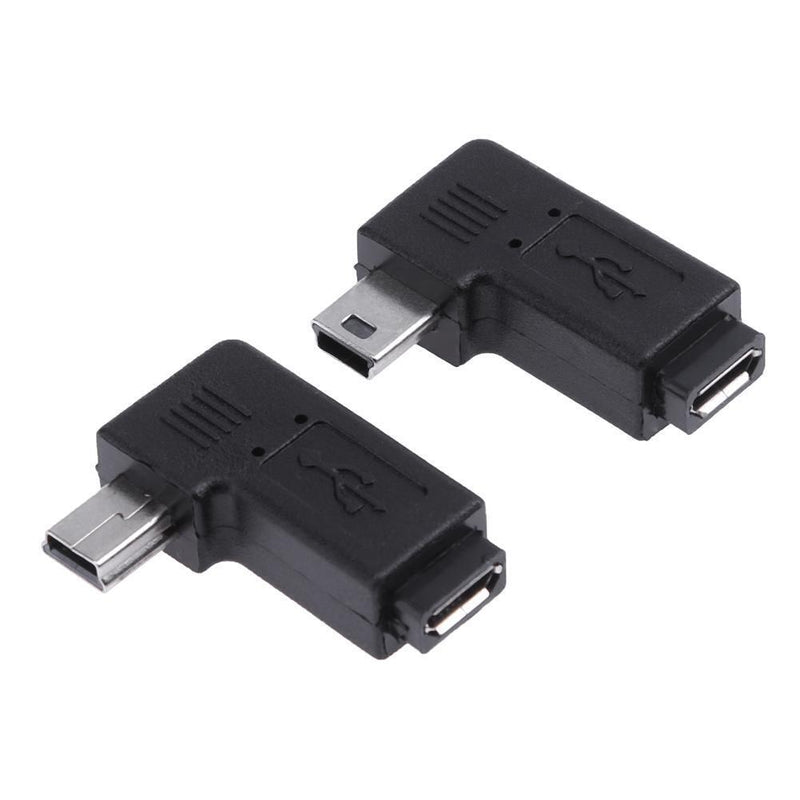 2pcs 90 ° Micro USB Female, Mini USB Male Adapter Connector