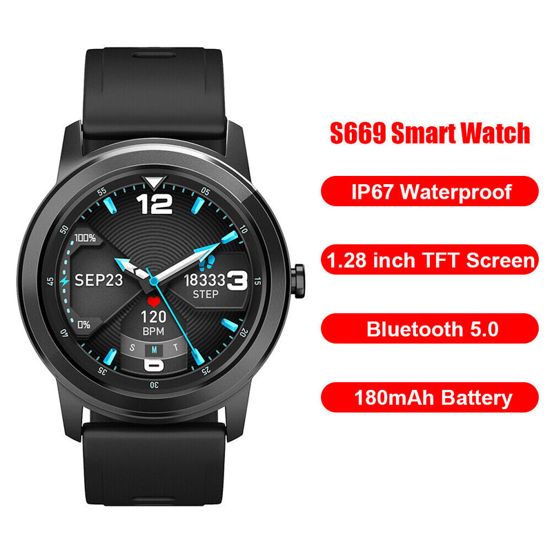 S669 Waterproof Touch Screen Heart Rate Monitor Sports Smart Watch (Black)