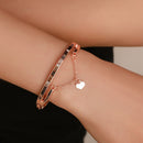 Love Jewelry Roma Letter Stainless Steel Heart Dangle Bracelet Cuff Bangles