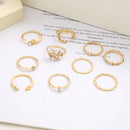Fashion Hollow Diamond Moon Heart Leaf Ladies Ring Wedding Party Jewelry Gift