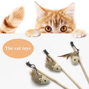 Pet Cat Teaser Interactive Toys Sisal Feather Wood Wand Catcher Stick Bitin