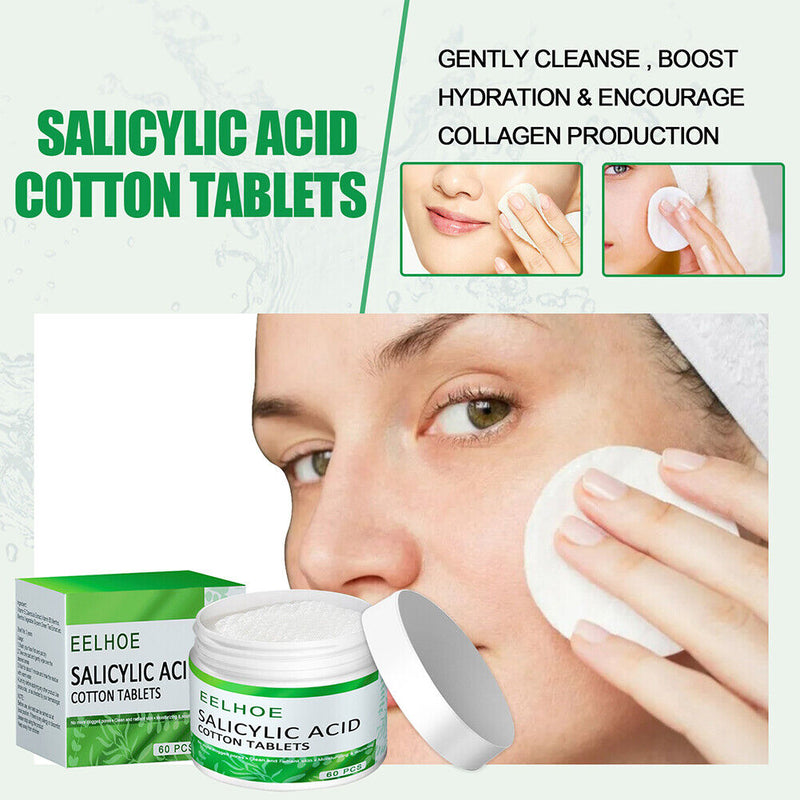 60pcs Salicylic Acid Cotton Sheet for Acne Shrinking Blackheads Skin Care