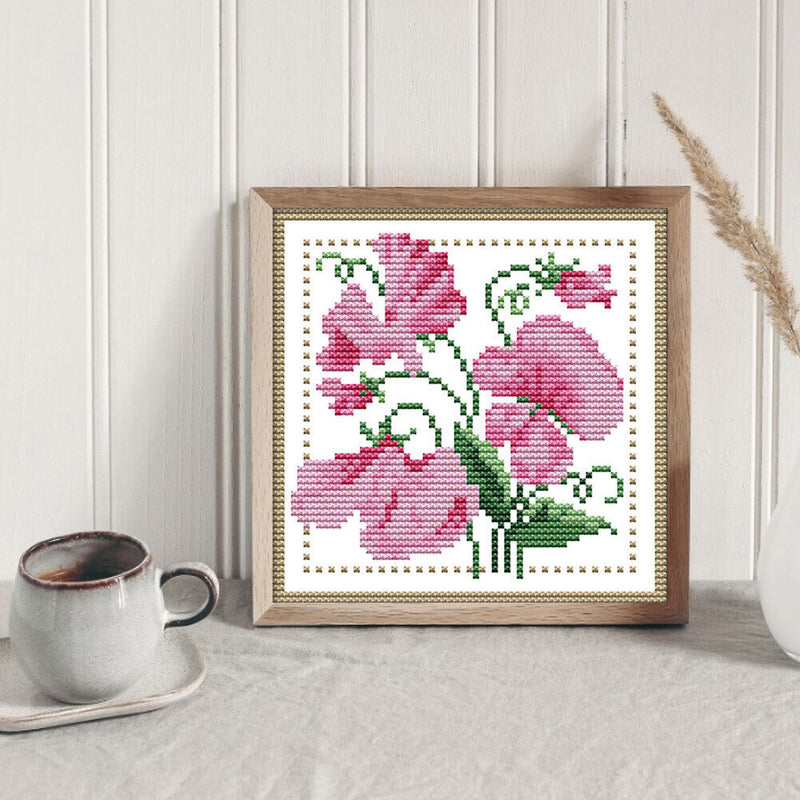 Partial Cross Stitch 14CT Cotton Thread DIY Counted Embroidery Kits Flower Gift