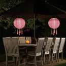 Solar Nylon Lantern Lamp Waterproof Hanging Light Festival Decor (Pink) Newly