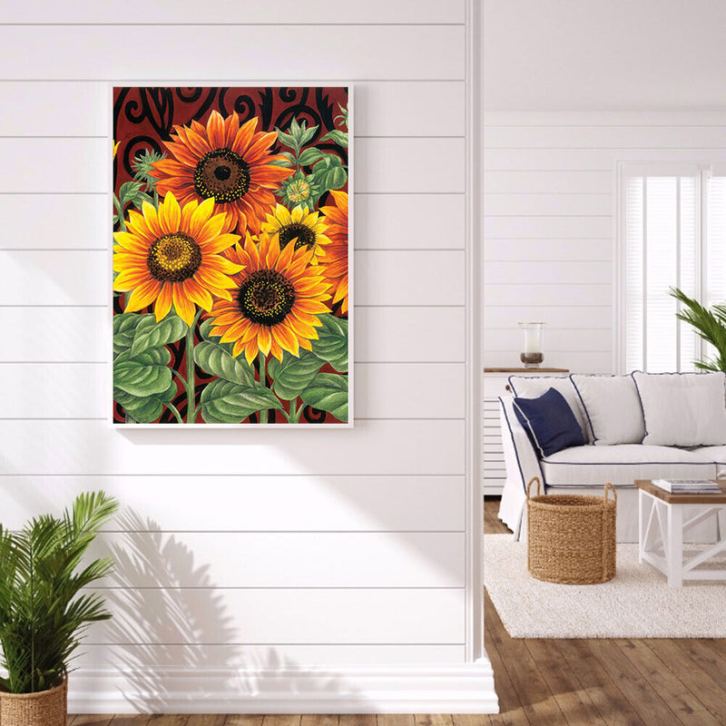 5D DIY Sunflowers Full Round Drill Diamond Painting Rhinestone Drawing Craft Art