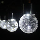 LED Solar Lamp Cracked Glass Ball Hanging Light Waterproof Garden Decor (A)